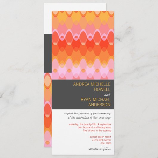 Het roze Moderne Huwelijk van het Patroon van Mod. Kaart (Voorkant / Achterkant)