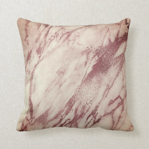 Het roze nam bloost het Romige Marmeren Koper Glam Kussen