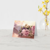 het roze nam boeket met lint notecard toe kaart (Gele Bloem)