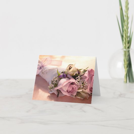 het roze nam boeket met lint notecard toe kaart (Voorkant)