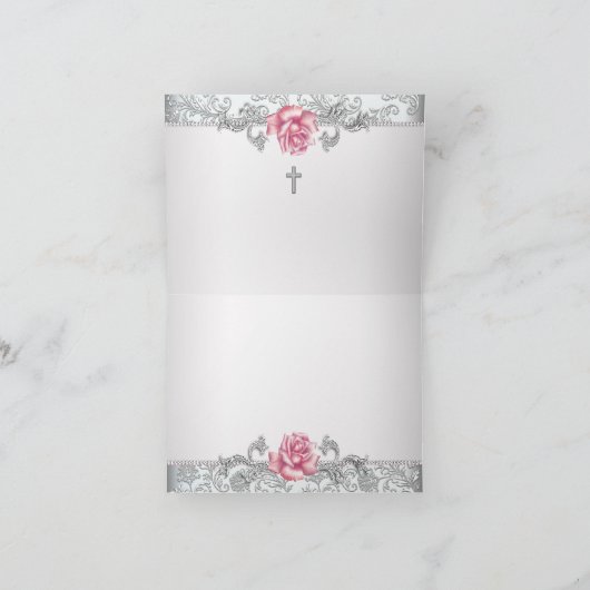 Het roze nam Damast dankt u toe Bedankkaart (Binnen)