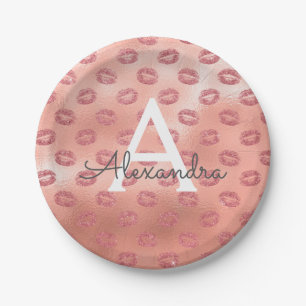 Het roze nam de Gouden Verjaardag van het Monogram Papieren Bordje