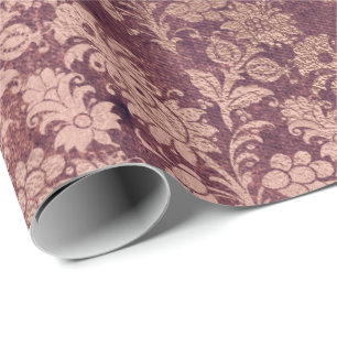 Het roze nam Gouden BloemenPoeder toe Cadeaupapier