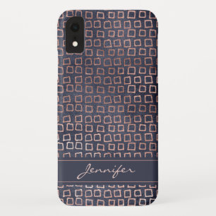 Het roze nam Gouden Marineblauw Geometrisch Case-Mate iPhone Case