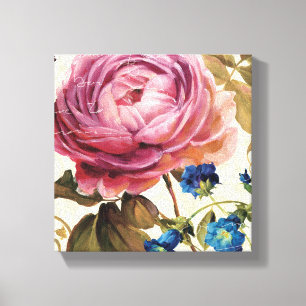 Het roze nam in Volledige Bloei toe Canvas Afdruk