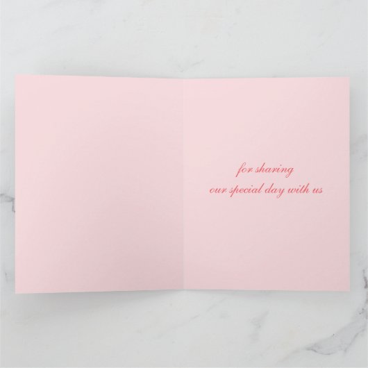 Het roze nam knophuwelijk toe de grote foto u bedankkaart (Binnen)