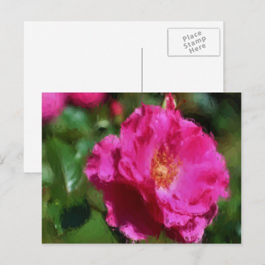 Het roze nam Krijt Trekkend BloemenBriefkaart toe Briefkaart (Voorkant / Achterkant)