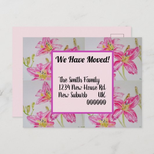 Het roze Nieuwe Briefkaart van het Adres, wij bewe (Voorkant / Achterkant)