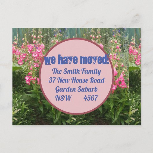 Het roze Nieuwe Briefkaart van het Adres wij beweg (Voorkant)