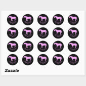 Het roze paard ronde sticker (Vel)