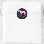 Het roze paard ronde sticker (Tas)