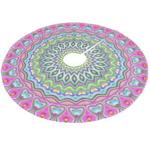 Het roze Paarse Blauwe Patroon van de Ster Mandala Fleece Kerstboom Rok