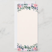 Het roze Paarse en Groene Floral Waterverf Wedding Kaart (Achterkant)