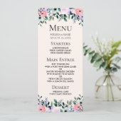 Het roze Paarse en Groene Floral Waterverf Wedding Kaart (Staand voorkant)