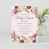 Het roze Paarse strand Floral Girl Baby shower nod Kaart (Staand voorkant)