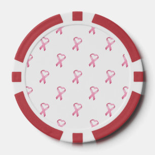 Het roze Patroon van het Lint van Kanker van het Poker Chips