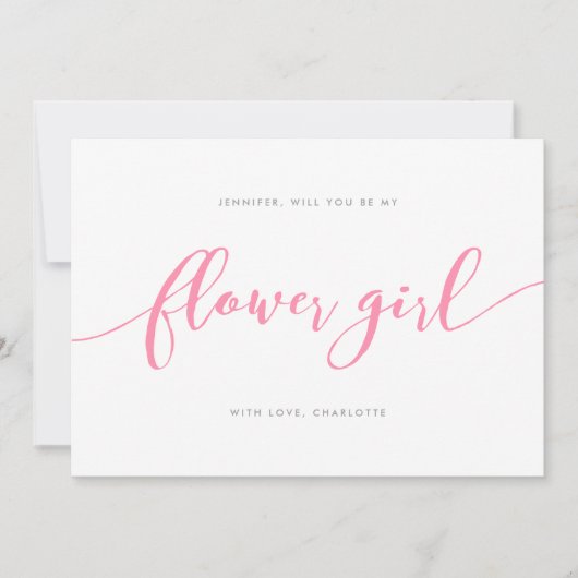 Het roze relaxscript zal je mijn Bloemenmeisje zij Kaart (Voorkant)