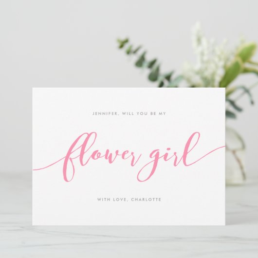 Het roze relaxscript zal je mijn Bloemenmeisje zij Kaart (Staand voorkant)