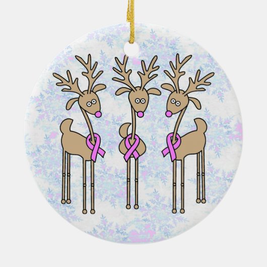 Het roze Rendier van het Lint - Kanker van de Keramisch Ornament (Achterkant)