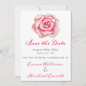 Het roze Roos van de Waterverf - Bieden sparen de Save The Date (Voorkant)