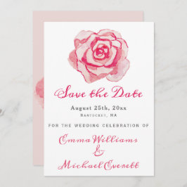 Het roze Roos van de Waterverf - Bieden sparen de  Save The Date