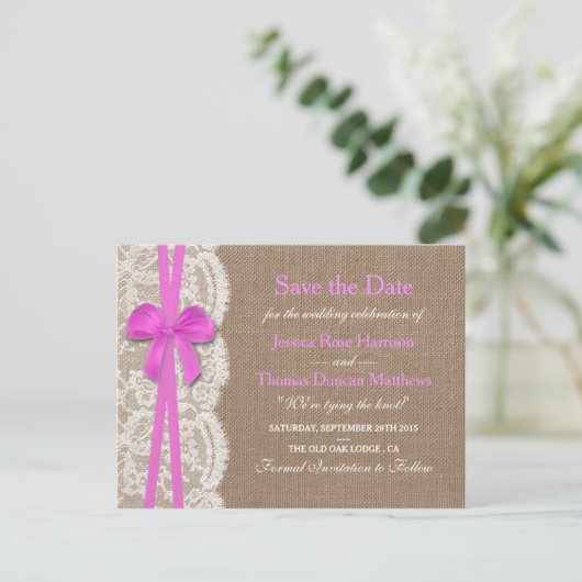 Het Roze Roze Collectie sparen de Datum Aankondigingskaart (Staand voorkant)