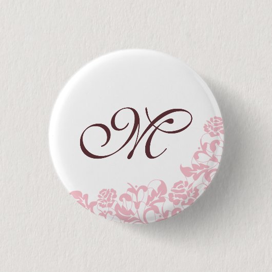 Het roze Roze Initiaal Monogram van het Manuscript Ronde Button 3,2 Cm (Voorkant)