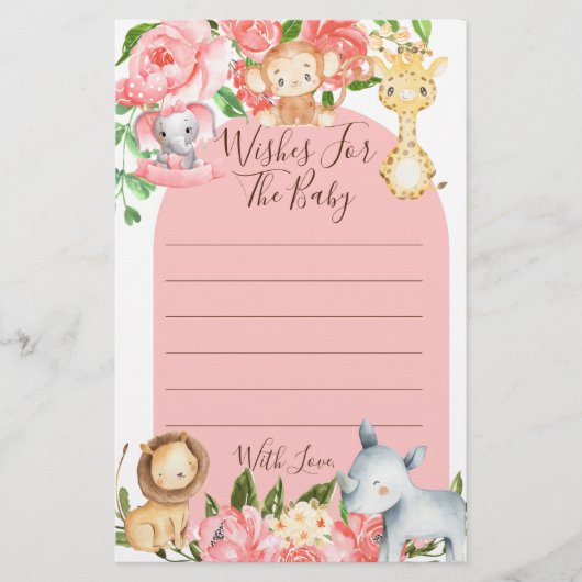 Het roze Safari-thema wil het Baby shower spelen (Voorkant)