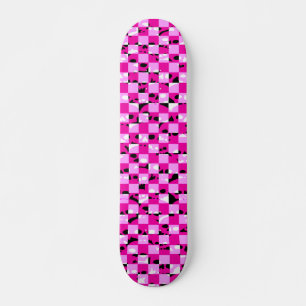 Het roze Schaakbord van de Schedel Skateboard