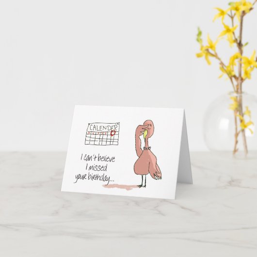 Het roze Schilderen van de Vogel van de Flamingo Kaart (Gele Bloem)