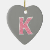 Het roze schittert brief K Keramisch Ornament (Rechts)