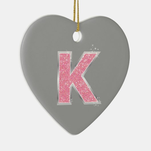 Het roze schittert brief K Keramisch Ornament (Rechts)