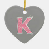 Het roze schittert brief K Keramisch Ornament (Voorkant)