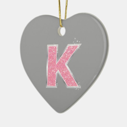 Het roze schittert brief K Keramisch Ornament (Links)