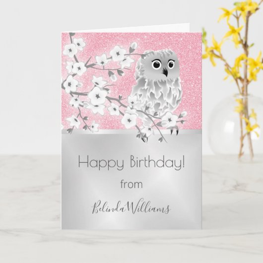 Het roze schittert de Zilveren Gelukkige Kaart (Gele Bloem)