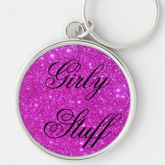 Het roze schittert het Personaliseerbare Ontwerp Sleutelhanger (Voorkant)