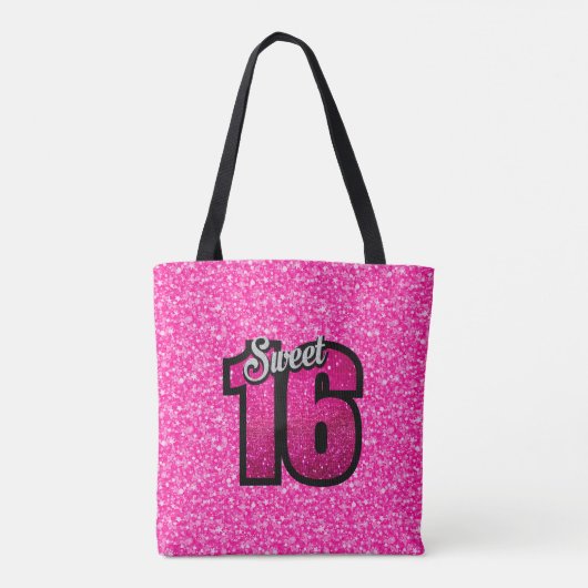 Het roze schittert Patroon en schittert Aantallen Tote Bag (Achterkant)