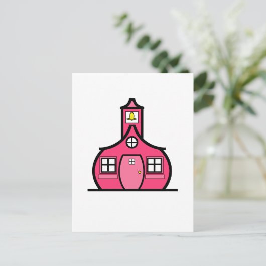 Het roze Schoolhouse Briefkaart (Staand voorkant)