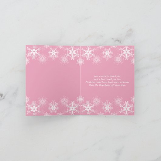 Het roze SneeuwHuwelijk van het Bord dankt u Bedankkaart (Binnen)