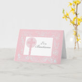 Het roze Spaanse Doopsel van het Kant, Kaart (Gele Bloem)