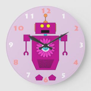 HET ROZE SPEELGOED VAN DE ROBOT MET AANTALLEN GROTE KLOK