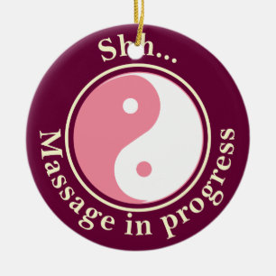 Het roze Teken van de Deur van de Massage van Yin Keramisch Ornament