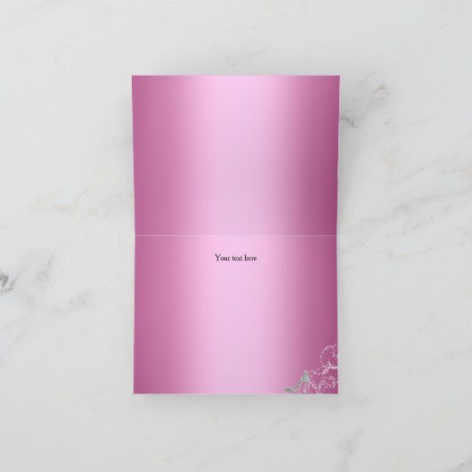 Het roze Thema van de Prinses van de Fonkeling Bedankkaart (Binnen)