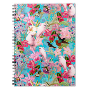 Het roze Tropische Patroon van de Bloem van de Notitieboek