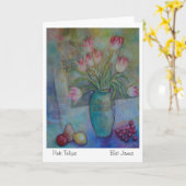 Het roze van de de groetenkaart van Tulpen lege Kaart (Gele Bloem)