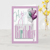 Het roze van de diamantballons van de "gelukkige kaart (Gele Bloem)