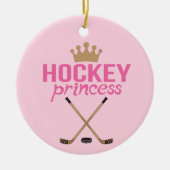 Het Roze van de Prinses van het hockey Keramisch Ornament (Voorkant)