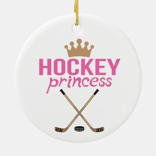 Het Roze van de Prinses van het hockey Keramisch Ornament (Achterkant)