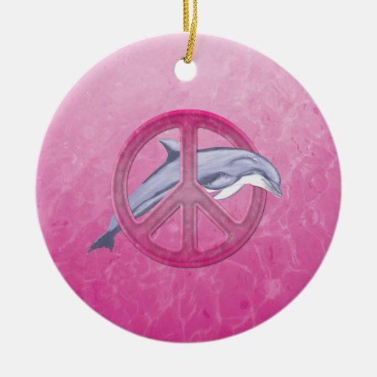 Het Roze van de Vrede van de dolfijn Keramisch Ornament (Voorkant)