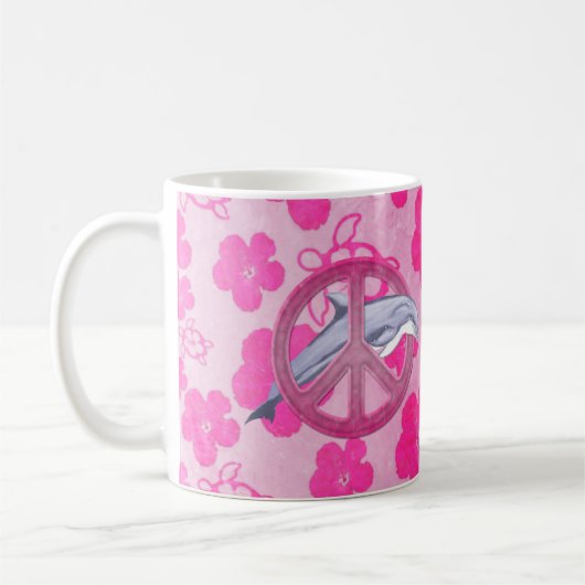 Het Roze van de Vrede van de dolfijn Koffiemok (Links)